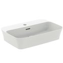 Vasque Ipalyss Soie Blanche 55x38 cm avec trop plein et avec plage de robinetterie