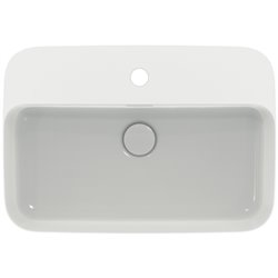 Vasque Ipalyss Soie Blanche 55x38 cm avec trop plein et avec plage de robinetterie