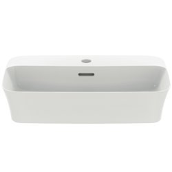 Vasque Ipalyss Soie Blanche 55x38 cm avec trop plein et avec plage de robinetterie
