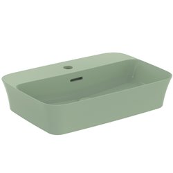 Vasque Ipalyss Sauge 55x38 cm avec trop plein et avec plage de robinetterie
