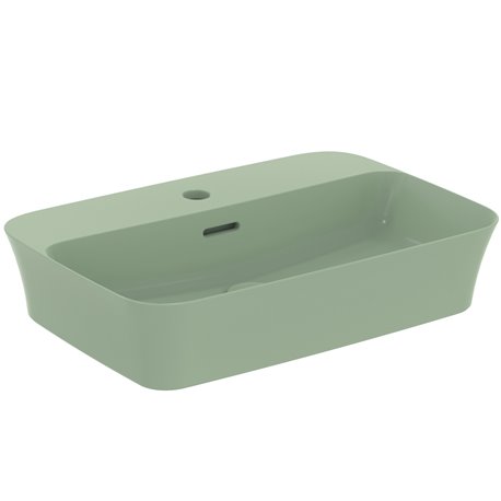 Vasque Ipalyss Sauge 55x38 cm avec trop plein et avec plage de robinetterie