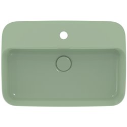 Vasque Ipalyss Sauge 55x38 cm avec trop plein et avec plage de robinetterie