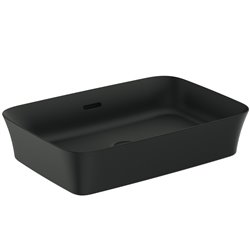 Vasque Ipalyss Noir Mat 55x38 cm avec trop plein et sans plage de robinetterie