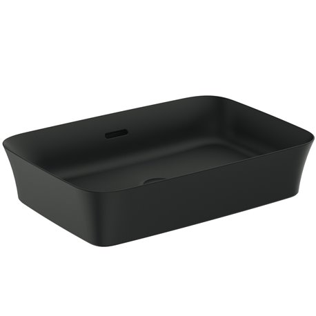 Vasque Ipalyss Noir Mat 55x38 cm avec trop plein et sans plage de robinetterie
