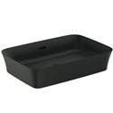 Vasque Ipalyss Noir Mat 55x38 cm avec trop plein et sans plage de robinetterie