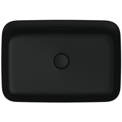 Vasque Ipalyss Noir Mat 55x38 cm avec trop plein et sans plage de robinetterie