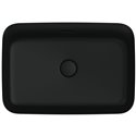 Vasque Ipalyss Noir Mat 55x38 cm avec trop plein et sans plage de robinetterie