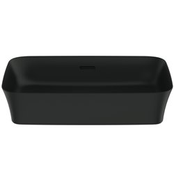 Vasque Ipalyss Noir Mat 55x38 cm avec trop plein et sans plage de robinetterie