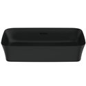 Vasque Ipalyss Noir Mat 55x38 cm avec trop plein et sans plage de robinetterie