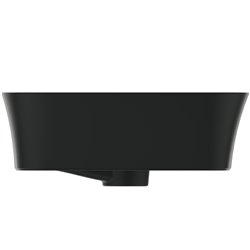 Vasque Ipalyss Noir Mat 55x38 cm avec trop plein et sans plage de robinetterie