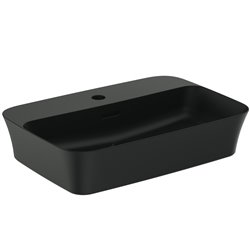 Vasque Ipalyss Noir Mat 55x38 cm avec trop plein et avec plage de robinetterie
