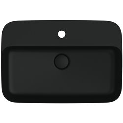Vasque Ipalyss Noir Mat 55x38 cm avec trop plein et avec plage de robinetterie