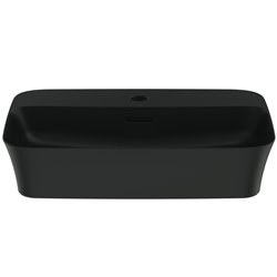 Vasque Ipalyss Noir Mat 55x38 cm avec trop plein et avec plage de robinetterie