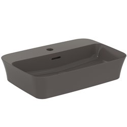 Vasque Ipalyss Gris Ardoise 55x38 cm avec trop plein et avec plage de robinetterie
