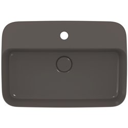 Vasque Ipalyss Gris Ardoise 55x38 cm avec trop plein et avec plage de robinetterie