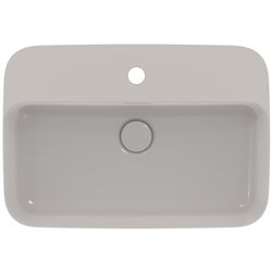 Vasque Ipalyss Ciment 55x38 cm avec trop plein et avec plage de robinetterie