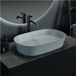 Vasque Ipalyss Bleu Poudré 60x38 cm sans trop plein et sans plage de robinetterie