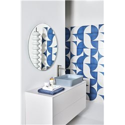 Vasque Ipalyss Bleu Poudré 55x38 cm sans trop plein et sans plage de robinetterie