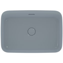 Vasque Ipalyss Bleu Poudré 55x38 cm avec trop plein et sans plage de robinetterie