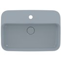 Vasque Ipalyss Bleu Poudré 55x38 cm avec trop plein et avec plage de robinetterie