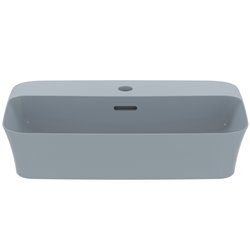 Vasque Ipalyss Bleu Poudré 55x38 cm avec trop plein et avec plage de robinetterie