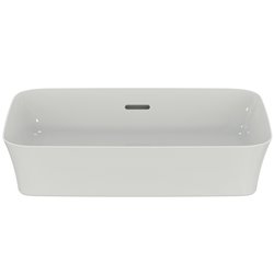 Vasque Ipalyss Blanc Brillant 55x38 cm avec trop plein et sans plage de robinetterie