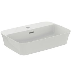 Vasque Ipalyss Blanc Brillant 55x38 cm avec trop plein et avec plage de robinetterie
