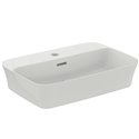 Vasque Ipalyss Blanc Brillant 55x38 cm avec trop plein et avec plage de robinetterie