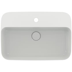 Vasque Ipalyss Blanc Brillant 55x38 cm avec trop plein et avec plage de robinetterie