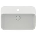 Vasque Ipalyss Blanc Brillant 55x38 cm avec trop plein et avec plage de robinetterie