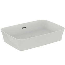 Vasque Ipalyss Blanc Brillant 55x38 cm avec trop plein et sans plage de robinetterie