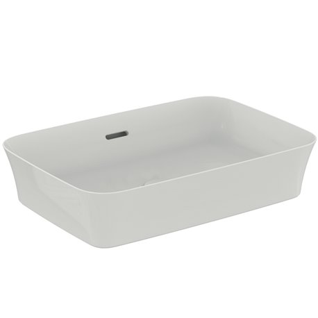 Vasque Ipalyss Blanc Brillant 55x38 cm avec trop plein et sans plage de robinetterie