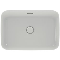 Vasque Ipalyss Blanc Brillant 55x38 cm avec trop plein et sans plage de robinetterie