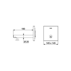 Robinet de lavabo encastrable avec Boîtier d'encastrement Brossé Sur secteur Bec L190 mm