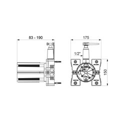 Robinet de lavabo encastrable avec Boîtier d'encastrement Brossé Par piles Bec L190 mm