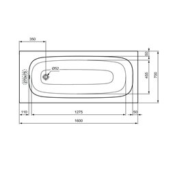 Baignoire rectangulaire 160x70 cm