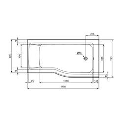 Baignoire asymétrique Connect Air Asymétrique 150x80 cm tête à gauche