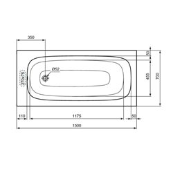 Baignoire rectangulaire 150x70 cm