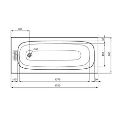 Baignoire rectangulaire 170x70 cm