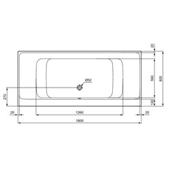 Baignoire Rectangulaire Connect Air 180x80 cm tête double