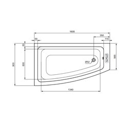 Baignoire asymétrique 160x90 cm Version gauche