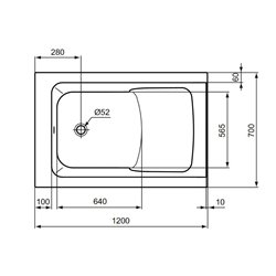 Baignoire sabot Connect Air 120x70 cm 143 Litres