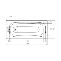 Baignoire rectangulaire 170x75 cm