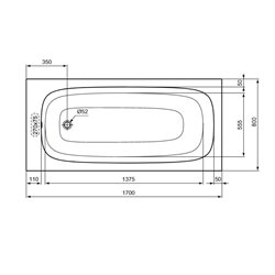 Baignoire rectangulaire 170x80 cm
