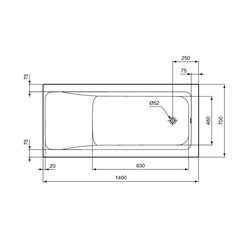 Baignoire Rectangulaire Connect Air 140x70 cm tête réversible