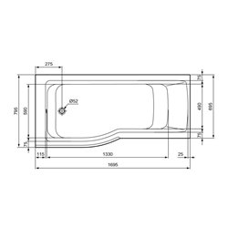 Baignoire asymétrique Connect Air Asymétrique 170x80 cm tête à gauche