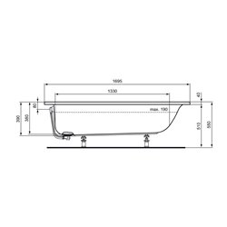 Baignoire asymétrique Connect Air Asymétrique 170x80 cm tête à gauche