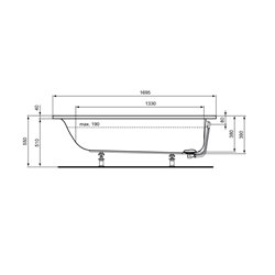Baignoire asymétrique Connect Air Asymétrique 170x80 cm tête à droite
