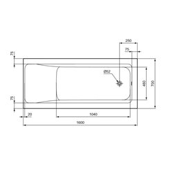 Baignoire Rectangulaire Connect Air 160x70 cm tête réversible