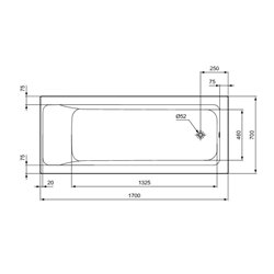 Baignoire Rectangulaire Connect Air 170x70 cm tête réversible